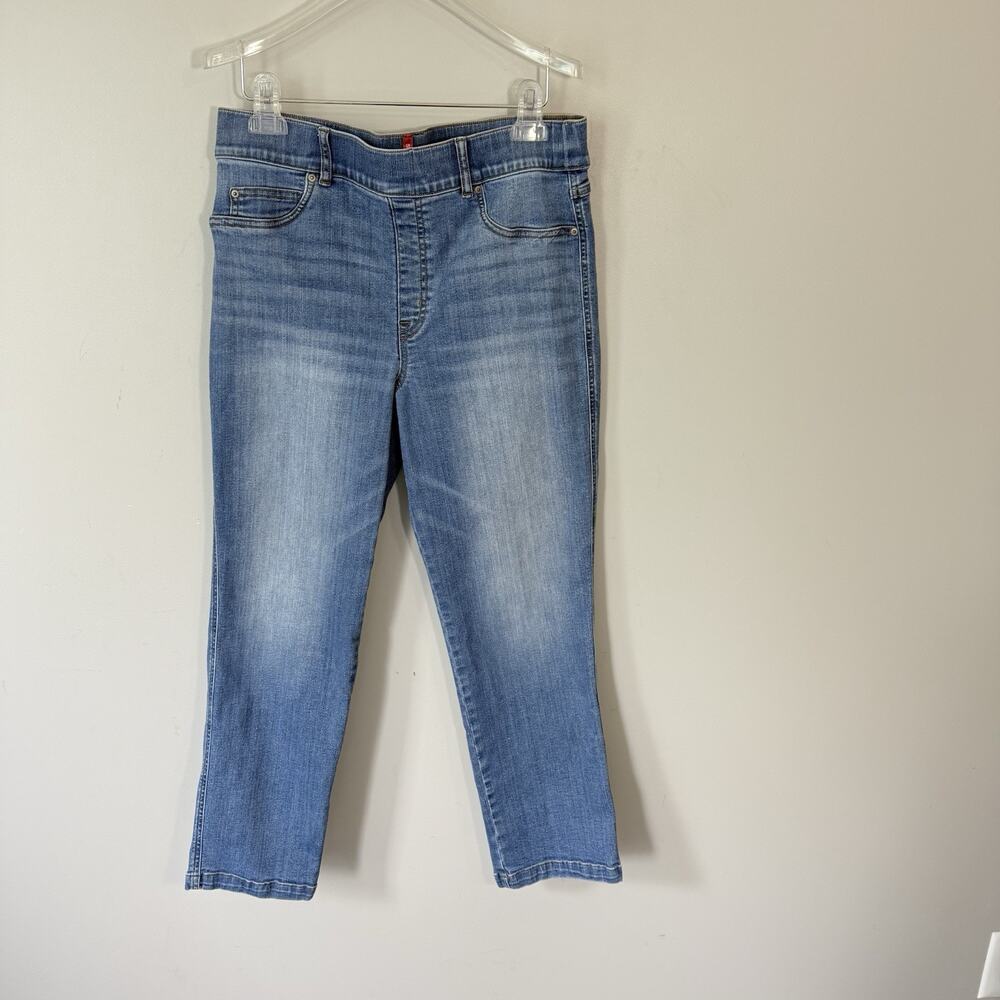 Spanx Jeans Womens XL Blue Straight Leg Ankle Denim Pull On Stretch Shapewear